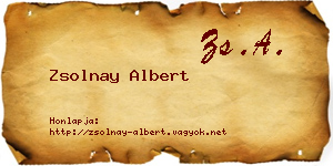 Zsolnay Albert névjegykártya